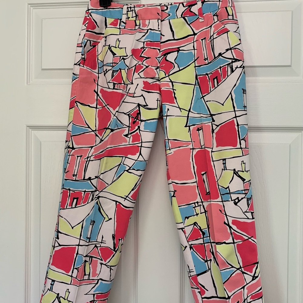 Talbots Multi-Color Abstract Print Pants Capris -… - image 1